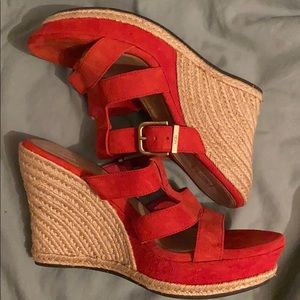 UGG suede wedge heel sandals